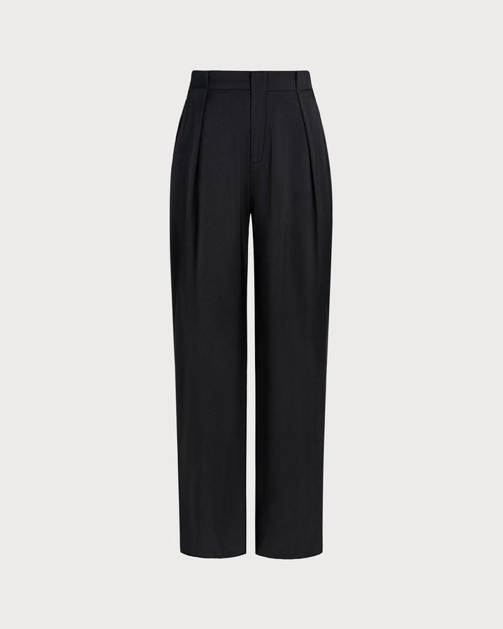 Black Natural Waisted Straight Pants