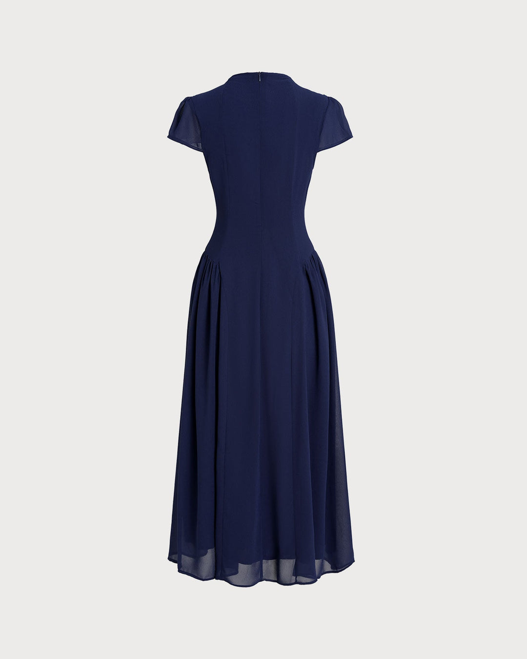 Blue Puffed Sleeve Midi Dress