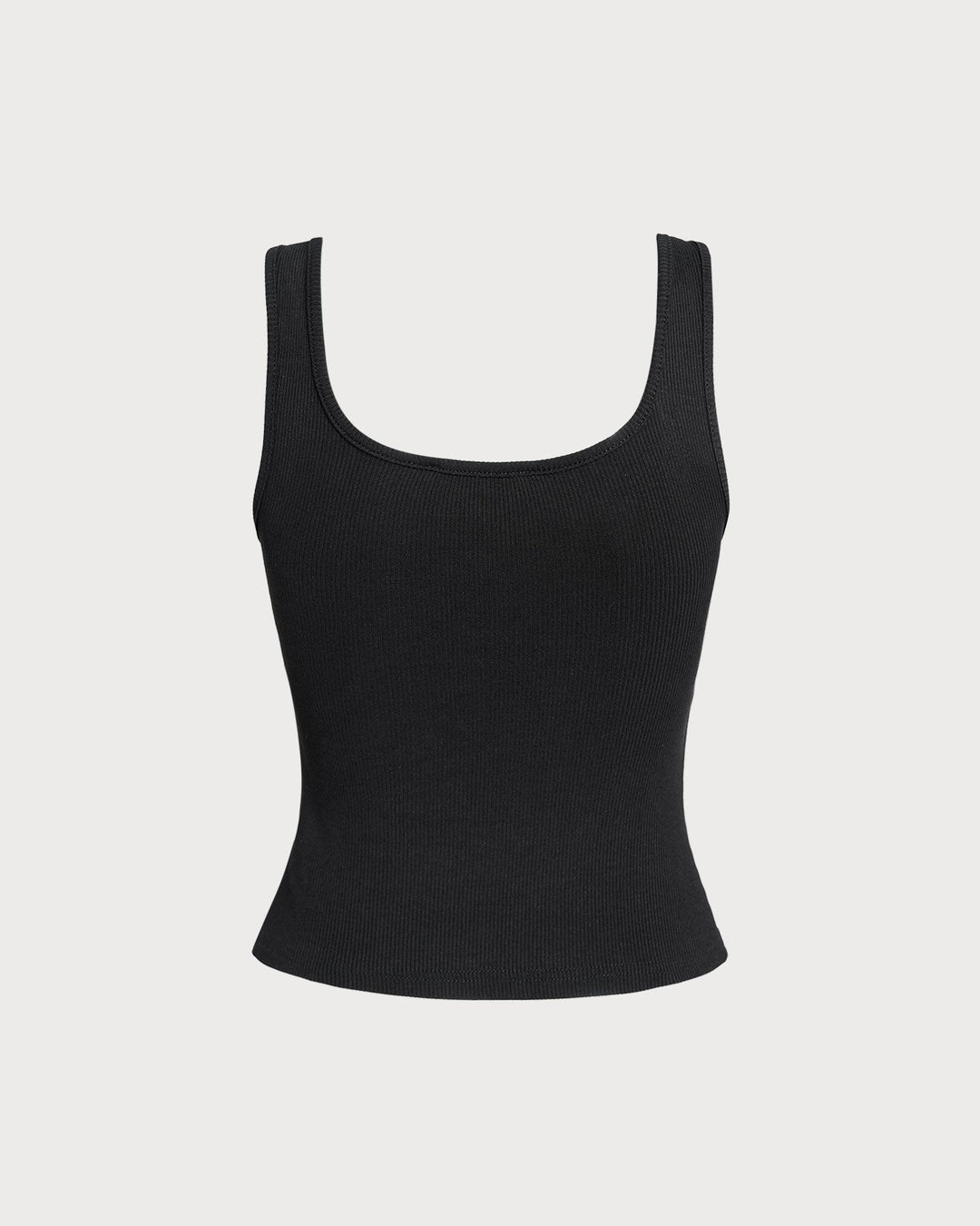 The Black V Neck Ribbed Knit Tank Top