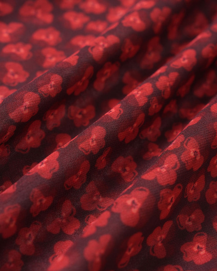 Red Cap Sleeve Floral Maxi Dress