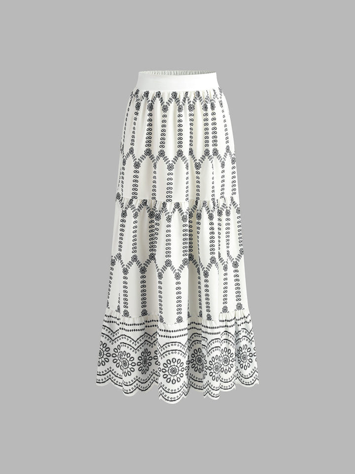 Printed Sleeveless Tie Back Skirt Set