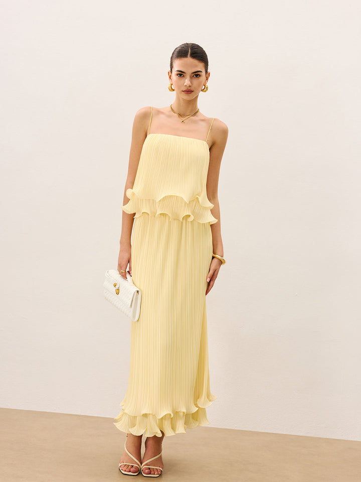 Pleated Layered Ruffle Skirt Set