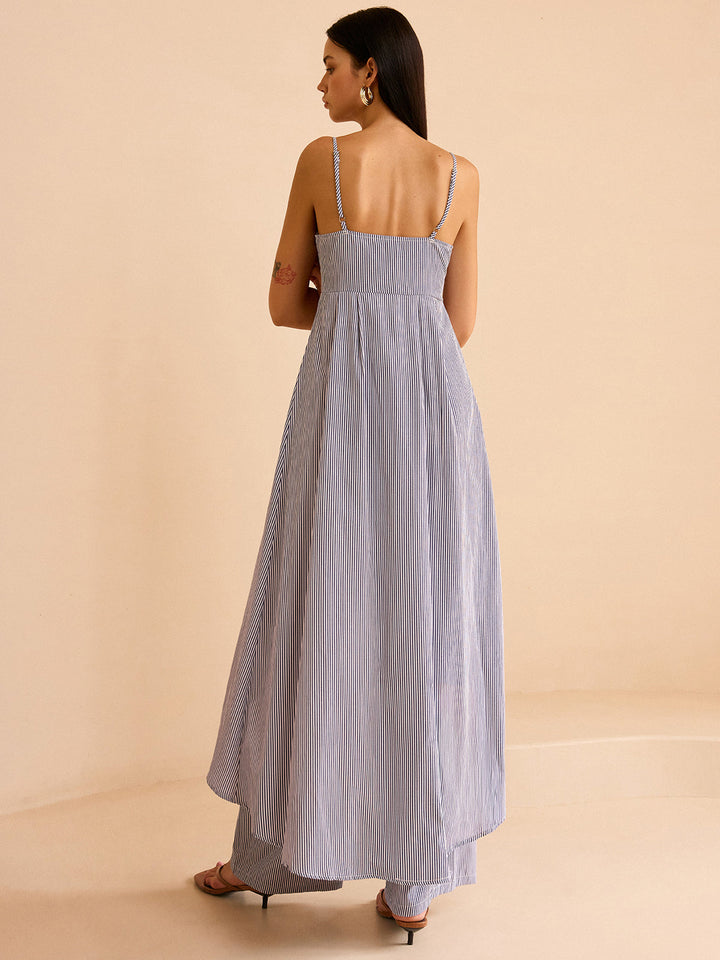 Striped Long Cami Top and Wide-Leg Pants Set