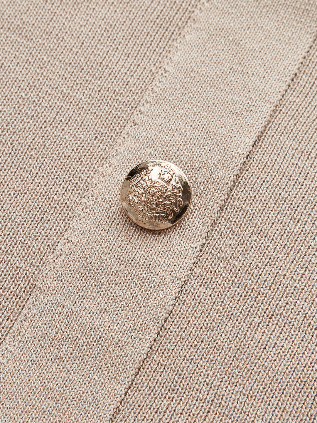 Metal Button Collared Cardigan and Midi Skirt Set