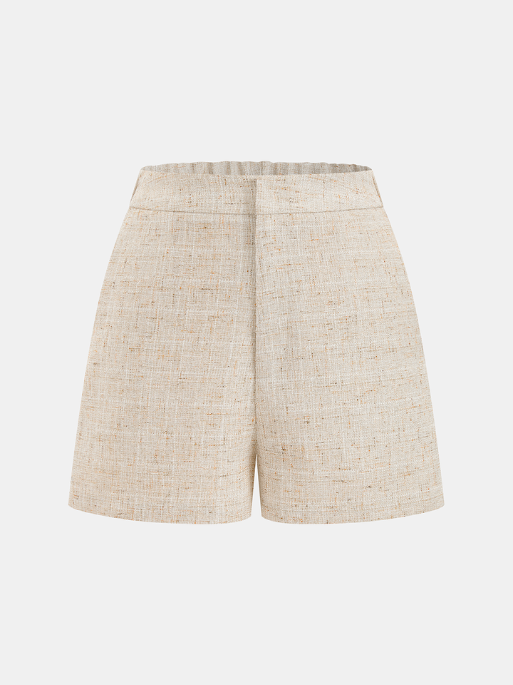 Tweed Buttoned Vest & Mini Shorts Set