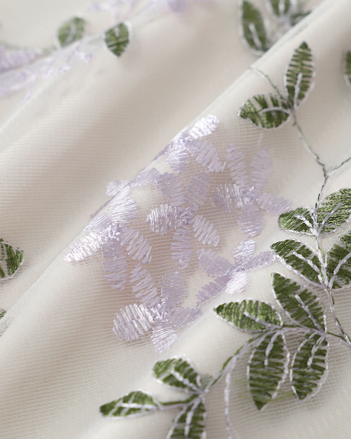 Beige Square Neck Embroidery Slit Slip Mini Dress