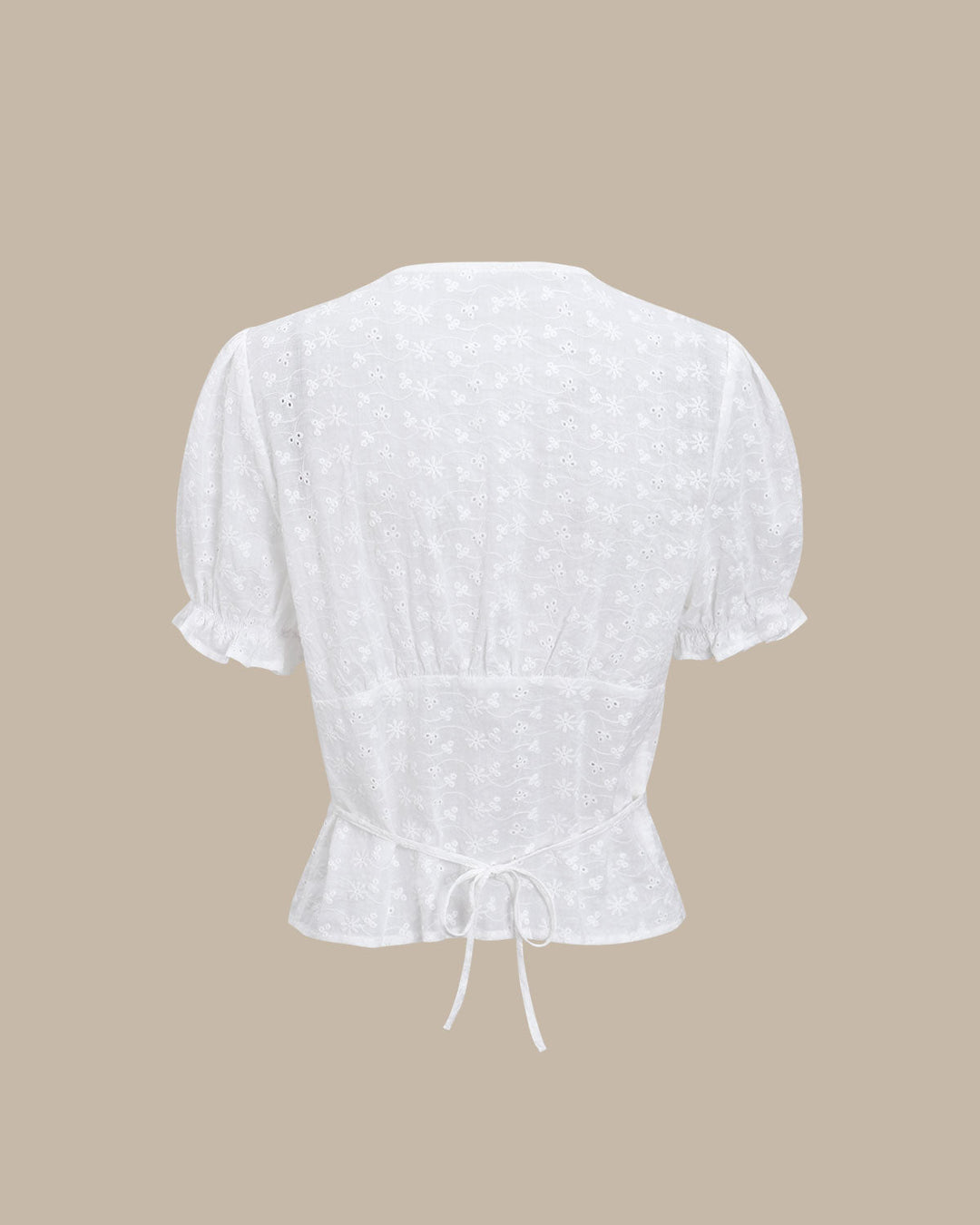 White Floral Puffed Sleeve Blouse