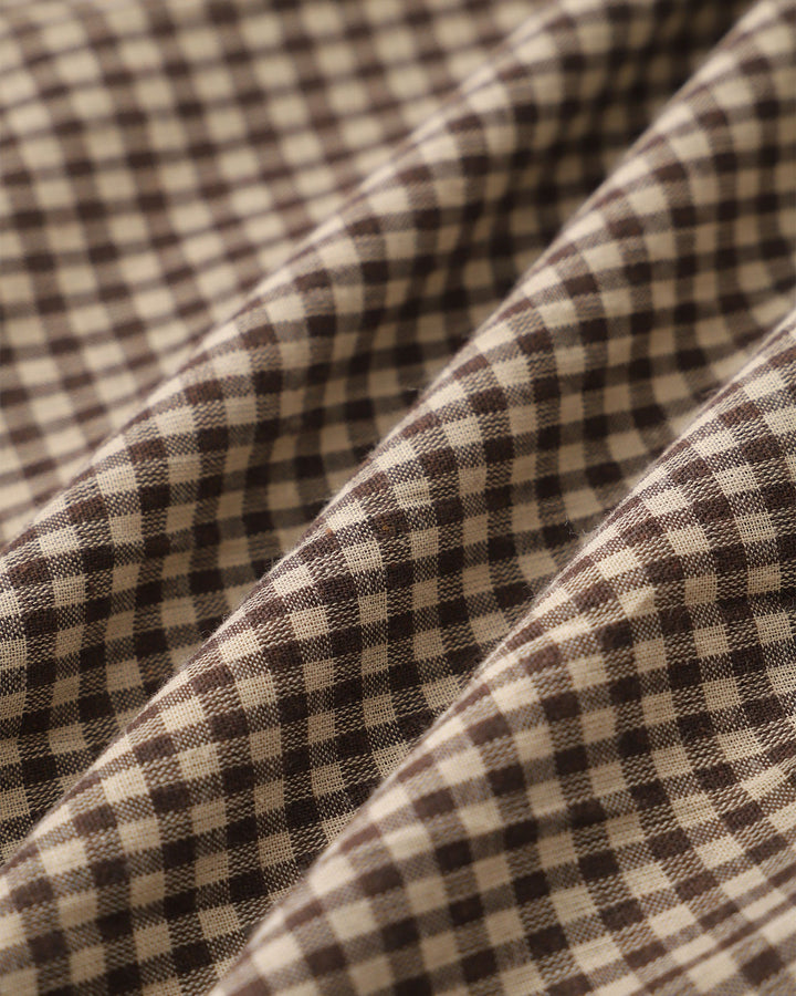 Brown Plaid Button Pleated Midi Dress