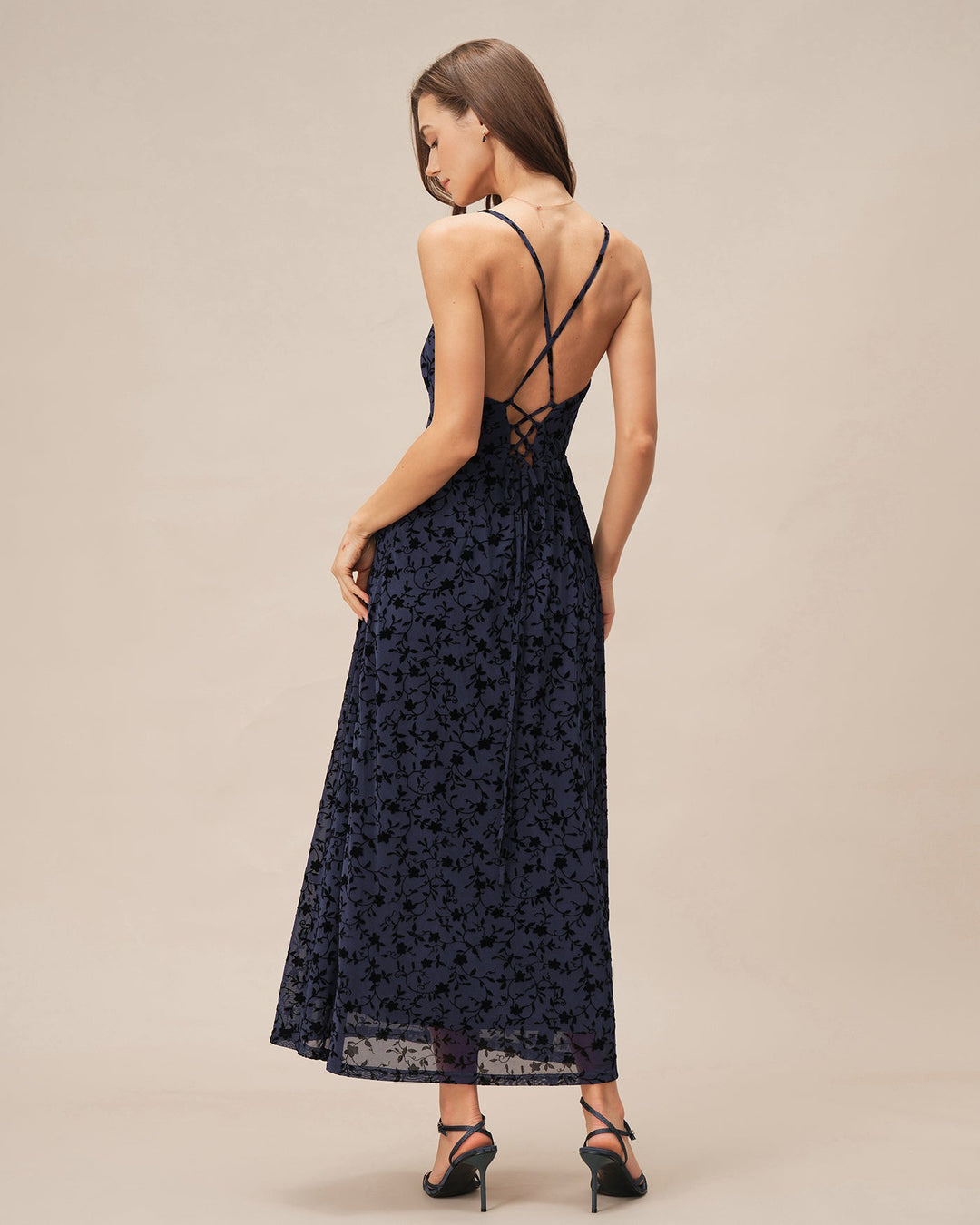 Blue X Cross Floral Slip Maxi Dress