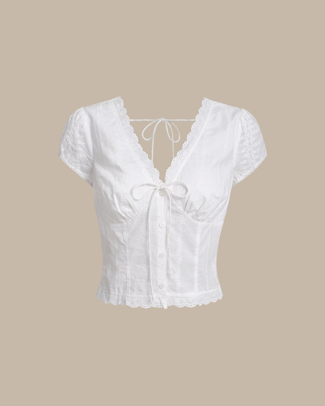 White Textured Cap Sleeve Blouse