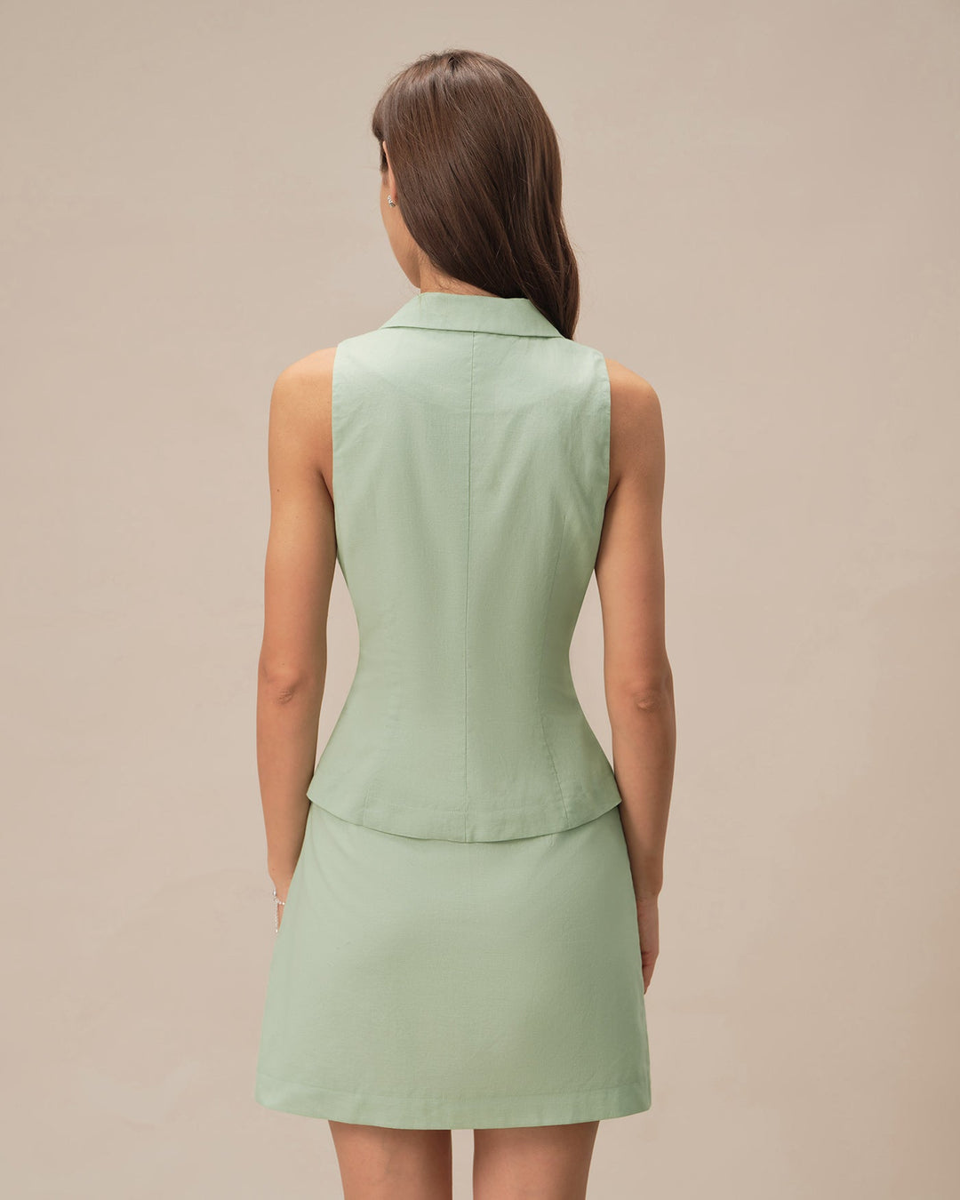 Green Solid A-Line Mini Skirt