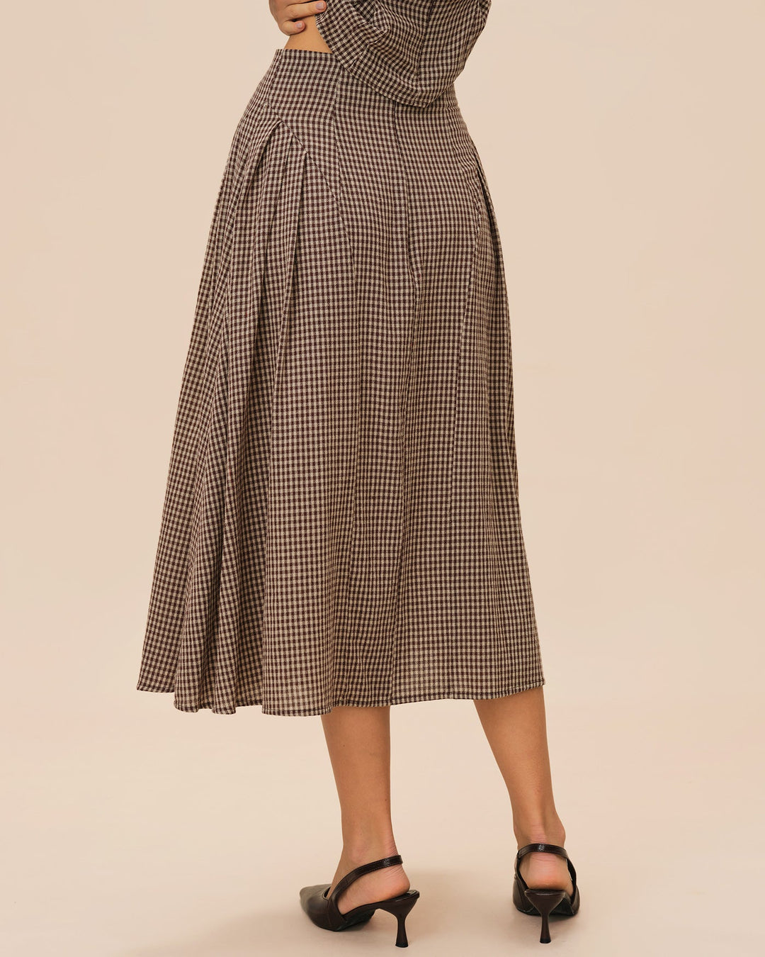 Brown Plaid Midi Skirt