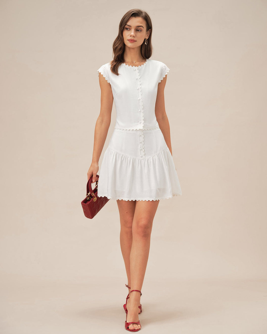 White Cap Sleeve Button Blouse