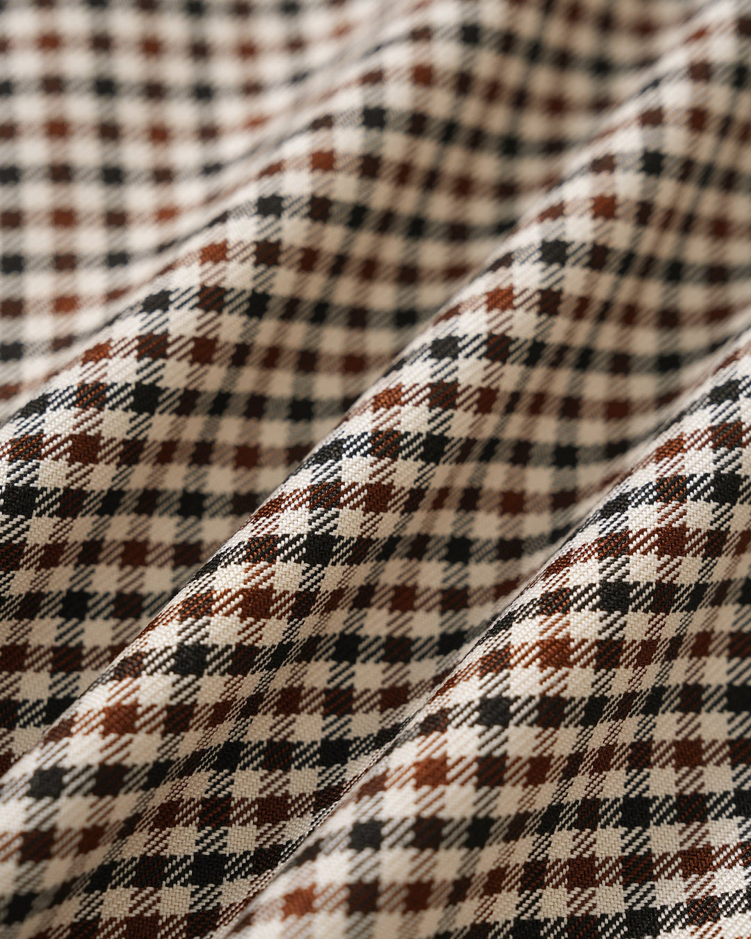 Coffee Square Neck Plaid Blouse