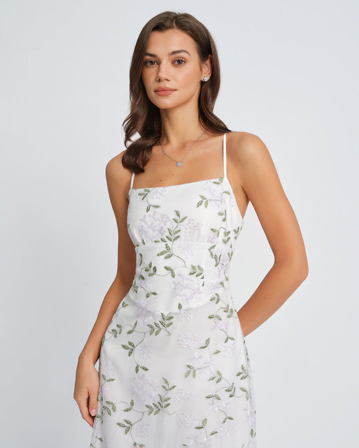 White Floral Slip Maxi Dress