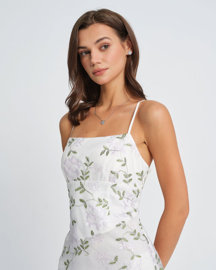 White Floral Slip Maxi Dress