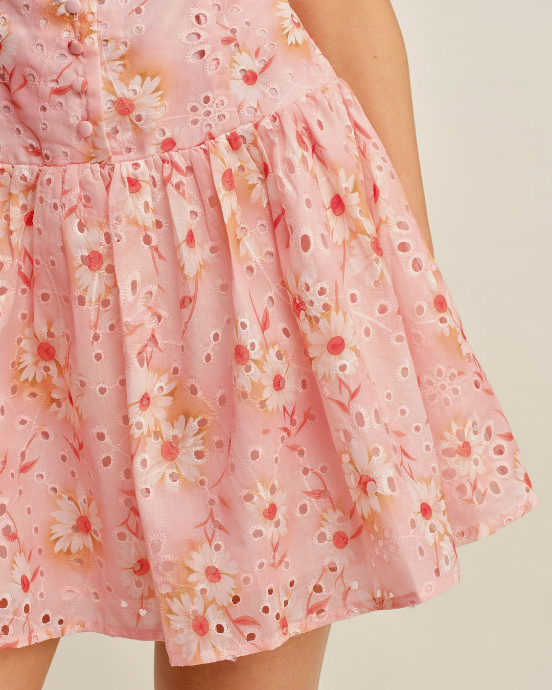 Boat Neck Floral Mini Dress