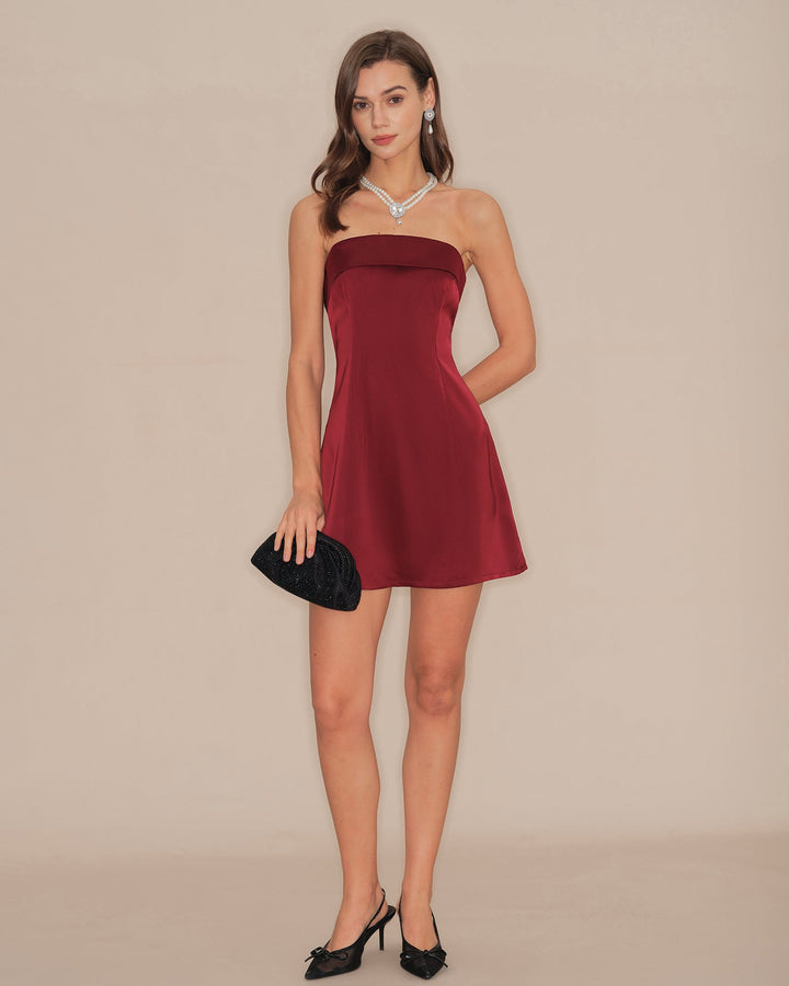 Red Strapless A-Line Mini Dress