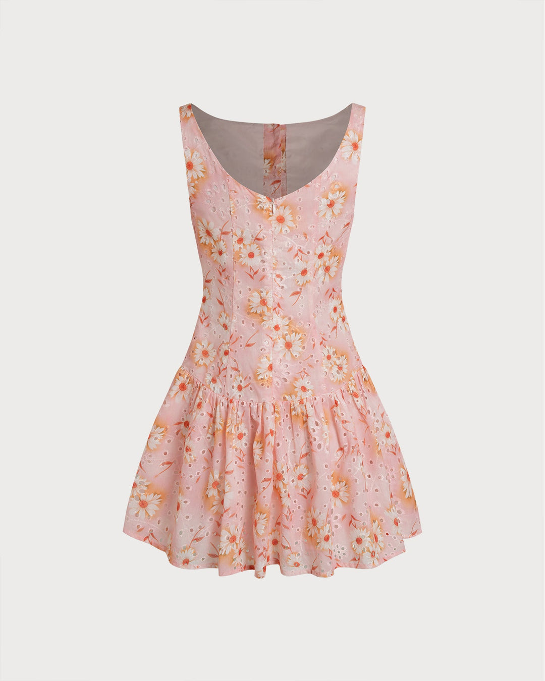 Boat Neck Floral Mini Dress