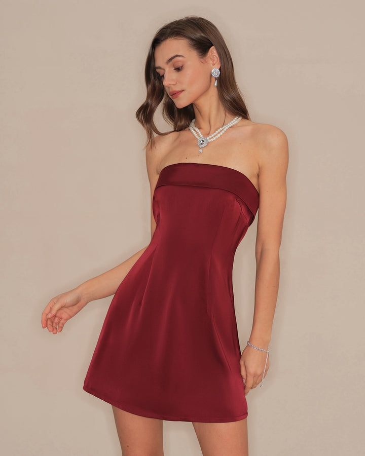 Red Strapless A-Line Mini Dress
