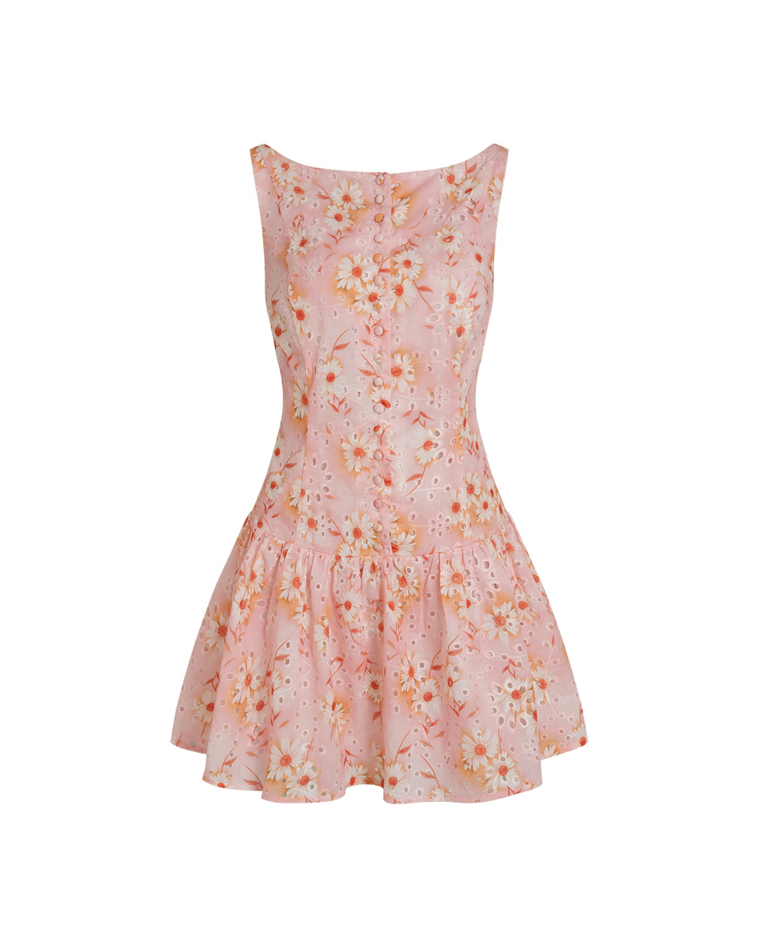 Boat Neck Floral Mini Dress