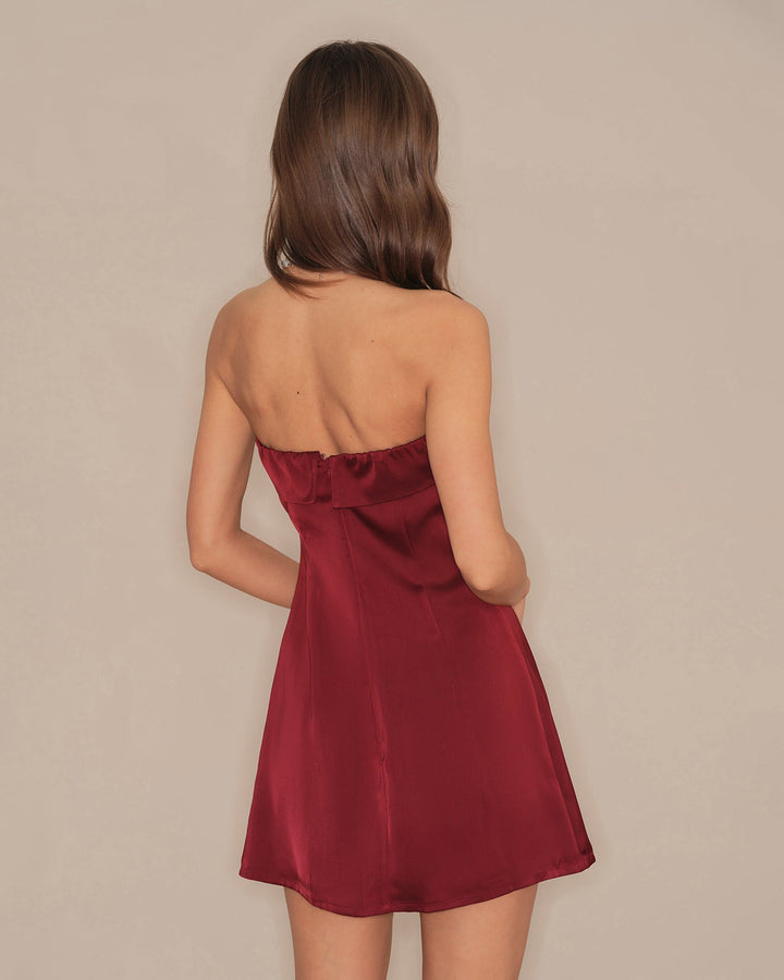 Red Strapless A-Line Mini Dress